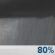Thursday Night: Showers and possibly a thunderstorm.  Low around 69. Chance of precipitation is 80%.